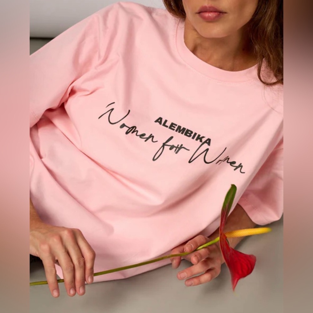 NWT Alembika Women for Women Pink Cotton Top Shirt OS